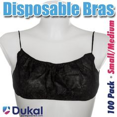 Disposable Single Use Bra - BLACK / Small-Medium / 100 Pack - Individually Wrapped Bras by Dukal Latex Free, Product Features, Black Color, The 100, Elastic, Bra, Black, Color