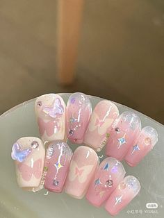 Uwu Nails, Nail Polish Ideas Easy, Rave Nails, Belle Nails, Blush Nails