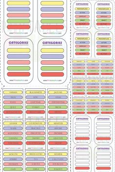 a large sticker sheet with different types of labels and numbers on it's sides