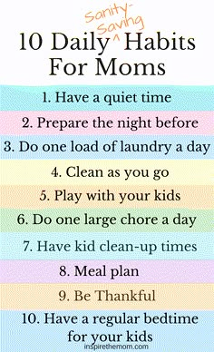 the 10 daily habit for moms with text overlaying that reads,'10 daily