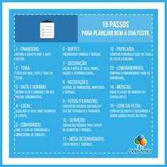 a blue and white poster with the words, 15 pasos para plana bem as