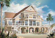 this is an artist's rendering of a house on the beach with multiple balconies