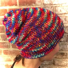 Yarn Bomb Beanie Versitile: Wear it Slouchy or With a Brim Color: Rainbow Brite 🌈⚡️️💫⚡️🌈 Handmade and Extra Everything! Unique, Warm, Cozy and Full of Color.  Stand Out in a Crowd. While Snowboarding, Skiing, or just casualy wearing your beanie out and about.  It's Perfect for A little splash of Color which can go a long way in making your day That Much Brighter and Full of Shyne.  I am a lover of stripes, colors, sparkles, plaids, tye dyes and everything in between ... As long as it makes me feel like Myself. There's nothing better then adding that depth of fresh color then a popping in the best of all ... Unique Hand Made Style.  My Yarn Bomb Beanies are perfect for those Brisk Spring, Chilly Fall, or down right Cold Winter days.  * Handwash and Lay Flat to Dry * 🌈Have a fantastic fa Multicolor Outdoor Hat One Size, Multicolor One Size Outdoor Hat, Multicolor Beanie For Outdoor, Colorful Adjustable Casual Crochet Hat, Colorful Adjustable Crochet Hat, Casual Adjustable Colorful Crochet Hat, Casual Colorful Adjustable Crochet Hat, Casual Multicolor Knitting Pattern For Winter, Casual Multicolor Winter Patterns