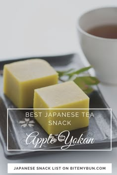 the best japanese tea snack apple yogurt on a plate with a cup of tea