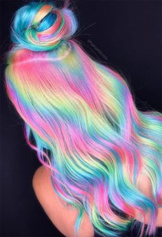 Holographic Hair Color, Exotic Hair Color, Unicorn Hair Color, Holographic Hair, Rainbow Hair Color, Creative Hair Color, Bright Hair Colors