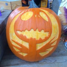 a pumpkin carved to look like a face