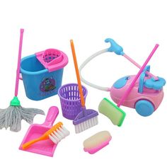 children's toy cleaning set with mop, bucket and broom