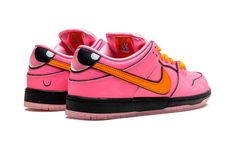 The Powerpuff Girls x Nike SB Dunk Low "Blossom" is a collaboration by the animated cartoon series that shows love to one of the show’s main characters.  This unique collaboration between the Powerpuff Girls cartoon and Nike SB for the SB Dunk is inspired by “Blossom,” one of the series' three main characters.  The shoe features a pink upper that is inspired by Blossom’s pink outfit.  The bright orange Swoosh and laces are inspired by her hair.  The character’s big eyes are embroidered on the ba Powerpuff Girls Blossom, Super Nana, All Jordans, The Powerpuff Girls, Ugg Classic Mini, The Powerpuff, Nike Sb Dunk Low, Jordan 2, Sb Dunk Low