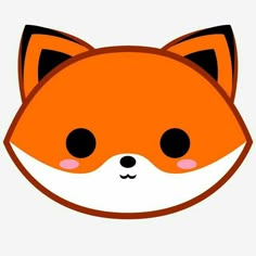 an orange and white fox face with black eyes