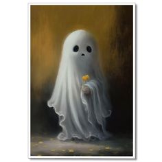 a painting of a ghost holding a flower