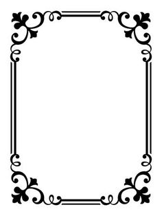 a black and white frame with an ornate design on the bottom, surrounded by scrolls