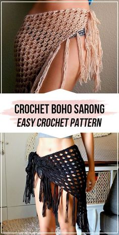 a crochet skirt with fringes on it and the words crochet echo sarong easy crochet pattern