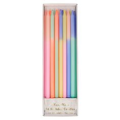 six pastey colored straws in a box