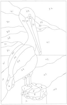 a coloring page with a bird on it's head and numbers in the background