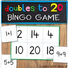 the printable numbers to 20 game is displayed on a wooden table with two pieces of paper