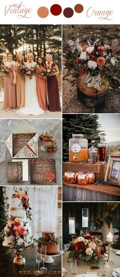 a collage of different pictures with flowers and candles in them, including the bridesmaid's bouquets