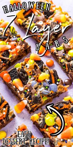 halloween layer bars with candy on top