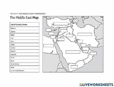the middle east map worksheet