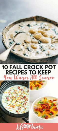 the top 10 fall crock pot recipes to keep you warm all winter long, including soup