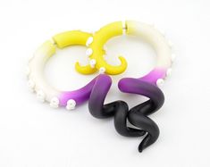 Nonbinary Earrings Tentacle Earrings LGBT Celebrating Pride Fake Gauge Earrings Asexual Octopus Costume Goth Fake Plugs Tapers Body Jewelry Fake Earrings Goth, Make Polymer Fake Gauge Earring, Cheap Novelty Plug Earrings, Acexual Earrings, Pastel Goth Earrings, Octopus Costume, Fake Gauge Earrings, Gauge Earrings, Fake Earrings