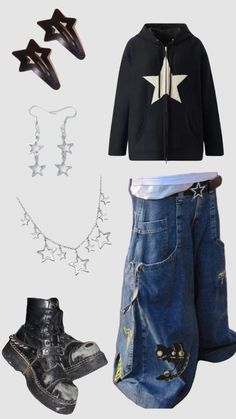 #star #stars #staroutfits #ootd #fashion #outfit #outfitinspo Star Fashion Aesthetic, Y2k Star Outfit, Star Inspired Outfits, Star Outfit Aesthetic, Star Boy Outfit, Star Themed Outfits, 2010s Grunge, 6th Grade Outfits, Stars Outfit