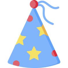 a blue party hat with stars on it