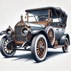 an old model t car is shown in this drawing