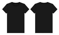 Plain Black Tshirt Front And Back, Illustration Basic, Fashion Flat Sketch, T Shirt Sketch, Color Template, Clothing Logo Design, Shirt Drawing