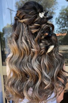 braided hair, half up half down hair, wedding hair, wedding hairstyles, wedding hair, bridal hair, Zala Hair Extensions Braided Half Up Half Down Hair, Ponytail Weave, Dirty Blonde Hair Color Ideas, Halo Extensions, Hair Hack, Braided Half Up, Ball Hairstyles, Dirty Blonde Hair