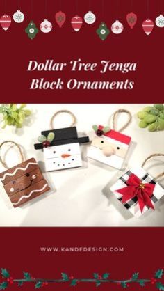 dollar tree tenga block ornaments with text overlay that reads dollar tree tenga block ornaments