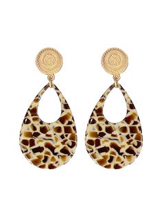 Our Imperial Coin Leopard Earrings are a blend of style and timeless elegance. These lightweight acrylic earrings feature a bold leopard print, beautifully accented with a gold coin detail at the stud. Perfect for adding an on-trend touch to any outfit. Designed for the woman who loves a good statement accessory, these earrings are your new go-to. Gold Coin Stud Post Back Acrylic Approximately 2." in Length Trendy Leopard Print Earrings As Gift, Leopard Print Earrings Uk, Leopard Print Drop Earrings Gift, Trendy Leopard Print Dangle Earrings, Elegant Bag With Leopard Print And Gold-tone Hardware, Gold Coins, Acrylic Earrings, Leopard Print, Timeless Elegance