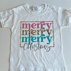 Brand New / Never Worn Fruit Of The Loom Brand Color : White White Christmas Letter Print Shirt, White Short Sleeve Christmas T-shirt, Christmas Monogram Shirt Kids, Pink Christmas T-shirt With Letter Print, White Graphic Tee With Character Print For Babies, Toddler Christmas, Fruit Of The Loom, The Loom, Christmas Tshirts