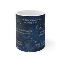 a coffee mug with an image of the stars in the sky