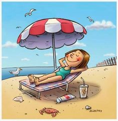 a woman laying on top of a beach chair under an umbrella