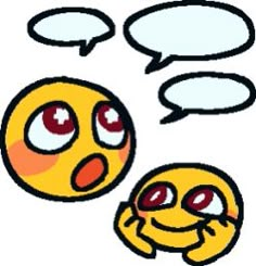 an emoticive smiley face with two speech bubbles