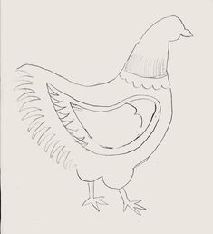 a black and white drawing of a chicken