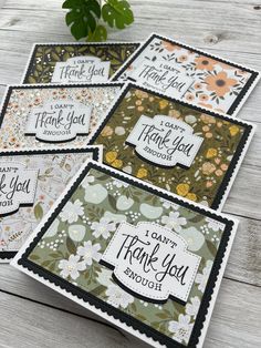 four thank you cards with flowers on them