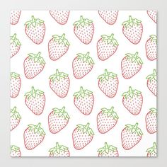 a white background with red and green strawberries on it