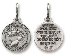 Guardian Angel Protect my Cat Charm - 100% Angel Coin Tattoo, Watch Over Me, Pewter Pendant, Dog Diapers, Cat Charm