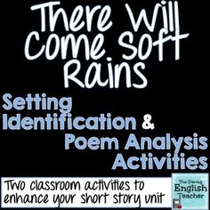 there will come soft rains setting identification and poem activities for two classroom activities to enhance your story unit