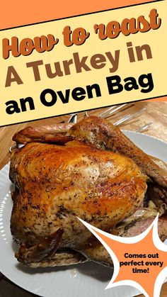 How to roast a perfect Turkey in an oven bag! Holiday dinner ideas. Turkey Bag Recipes, Turkey In An Oven Bag, Roast Turkey Recipes Thanksgiving, Cook Turkey In Oven, Oven Turkey Recipes, Turkey Roasting Bag, Turkey Roasting Times, Best Roast Turkey Recipe, Holiday Dinner Ideas