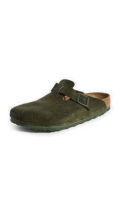 Find BIRKENSTOCK Boston Clogs on Editorialist. Upper: Cowhide suede. Molded footbed. Adjustable buckle strap. Round toe. Rubber sole. Made in Germany. This item cannot be gift-boxed. Green Birkenstock, Birkenstock Boston Clogs, Birkenstock Clogs, Boston Clogs, Birkenstock Boston Clog, Birkenstock Boston, Birkenstock, Clogs, Rubber Sole