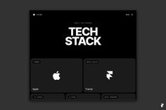 the tech stack app is displayed on an iphone's screen, and it appears to be in black