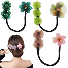 PRICES MAY VARY. ☀Each order includes: 3PCS Delicate and Elegant Flower Hair Bun Maker, Elegant Flower,Brand New Two-End Design, Will Make You Love It; ☀Material: Soft and comfortable high-quality high-quality environmentally friendly fabric fabric, very light and very light, suitable for your long-term wear without burdening your head, can be reused; ☀Very beautiful handmade Hair Bun Maker. you can easily make impossible hairstyles, two different Hair Scrunchies to meet your different dressing Shell Crafts Kids, Crown Hairstyle, Lazy Hair, Hair Bun Maker, Lazy Hairstyles, Flower Branding, Bun Maker, Magic Hair, Hair Scrunchies