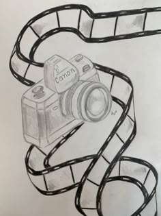 a drawing of a camera on a film strip