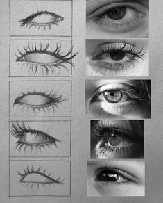 the different types of eyelashes are shown in black and white, including one with long lashes