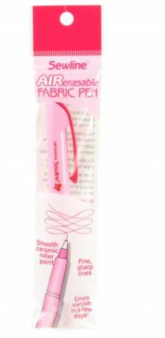 a pink pen in its packaging on a white background