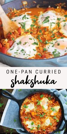 one - pan curryed shashika with eggs and tomatoes