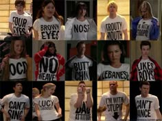 many pictures of people wearing t - shirts with words that read brown eyed, brown eyed, brown eyed