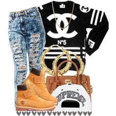 Pinterest: @♩ค₷ℳī₦ Timberland Outfits Women, High Waisted Ripped Jeans, Timberland Outfits, Teen Swag Outfits, Michael Kors Satchel